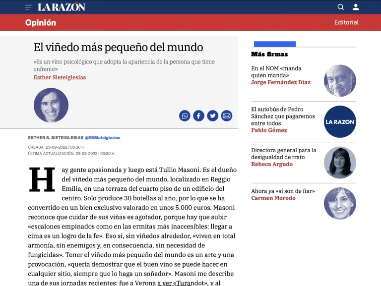Article in the newspaper La Razón